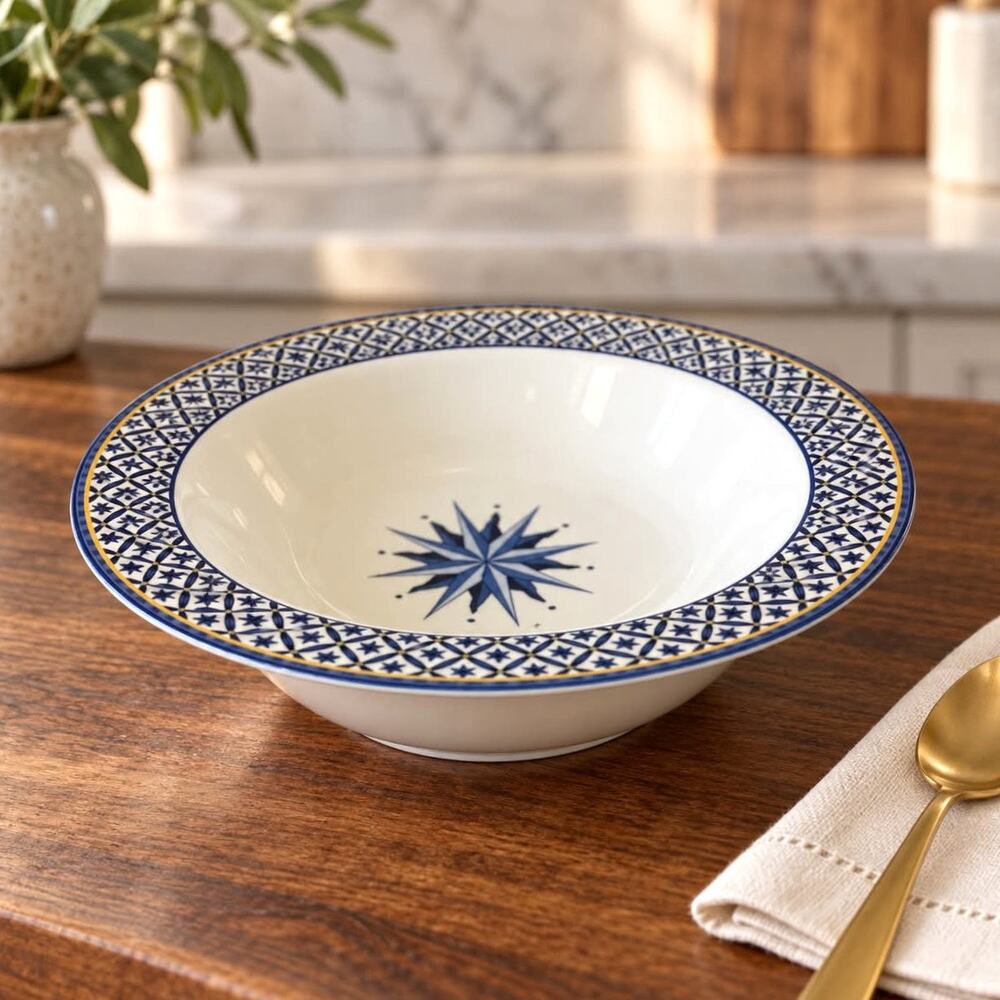 Vintage Victoria & Beale Williamsburg 9026 Porcelain Serving Bowl 11" Blue